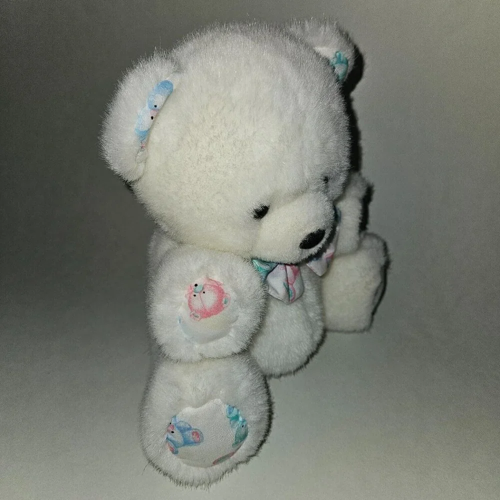 VTG Carter's White Teddy Bear Rattle Plush 8
